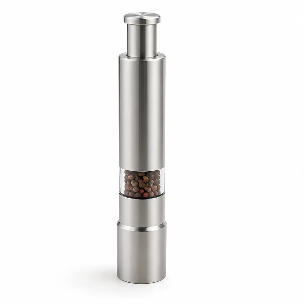 Single-Handed Stainless Steel Salt and Pepper Grinder (2-Pack)