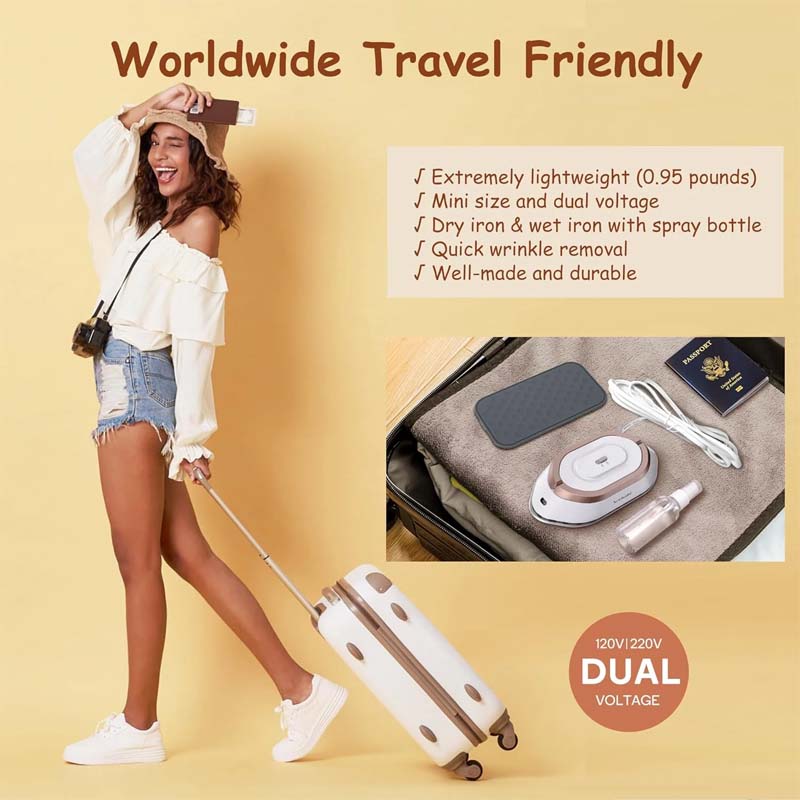 Travel iron for on the go with ceramic soleplate