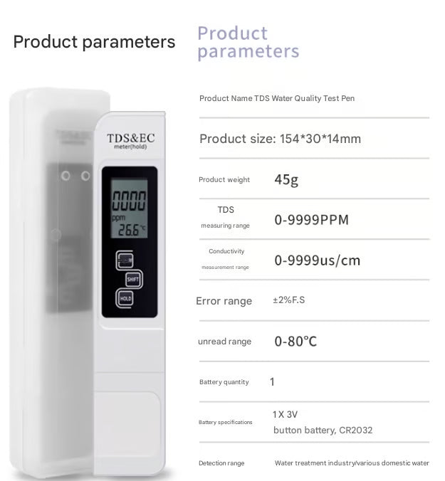 TDS Meter 3-in-1 Digital Water Quality Tester