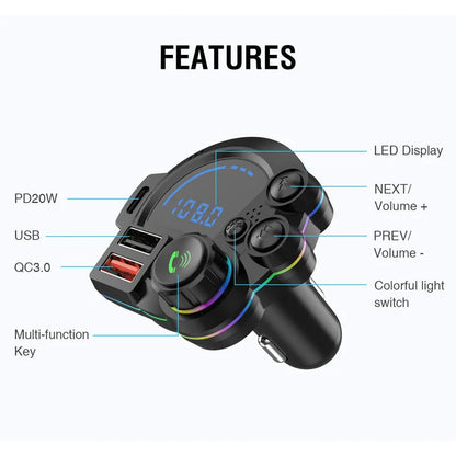 Car FM transmitter with dual USB charging function