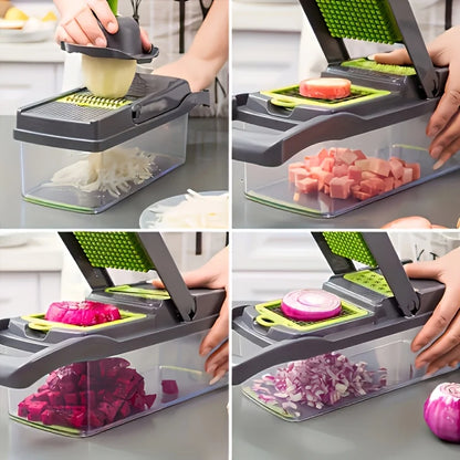 Multifunctional 16-in-1 Vegetable Cutter with Collection Container