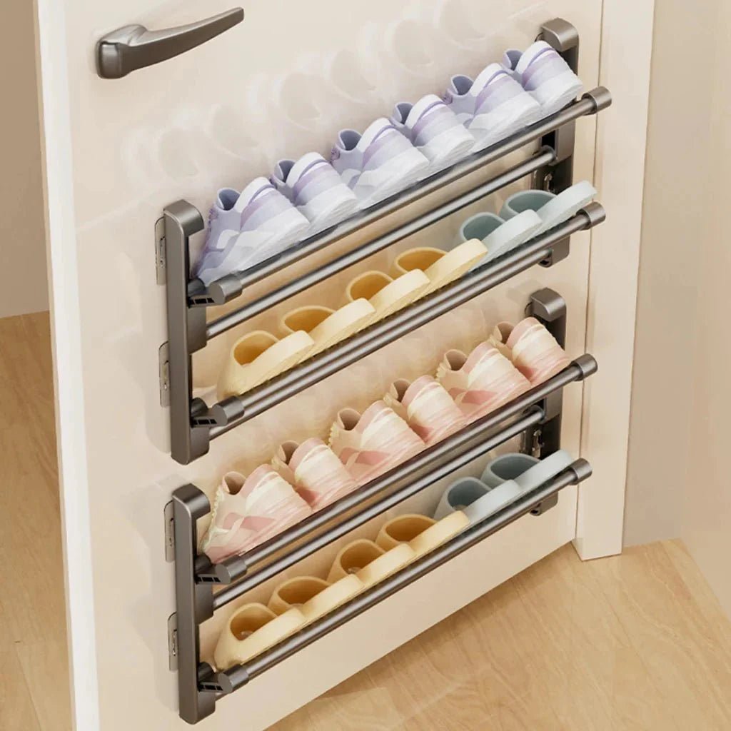 Wall-Mounted Shoe Rack with Drainage System