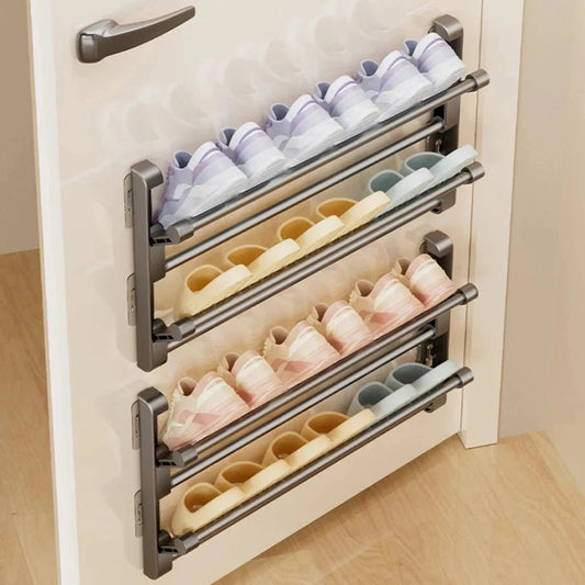 Wall-Mounted Shoe Rack with Drainage System