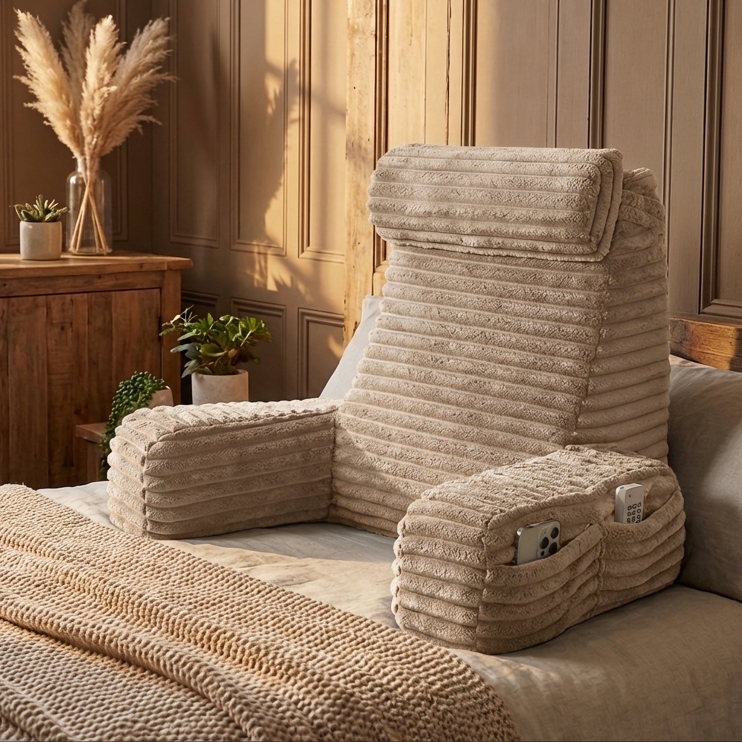 Back Support Cushion with Armrests & Headrest