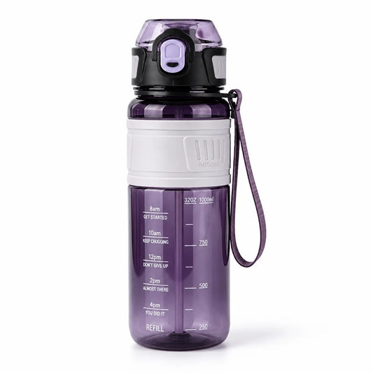 Leak-proof Sports Water Bottle with Twist Cap and Integrated Straw