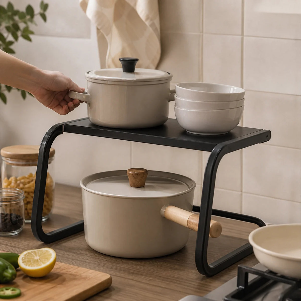 SpaceRack™ Kitchen Shelf 2 Levels No Drilling Required