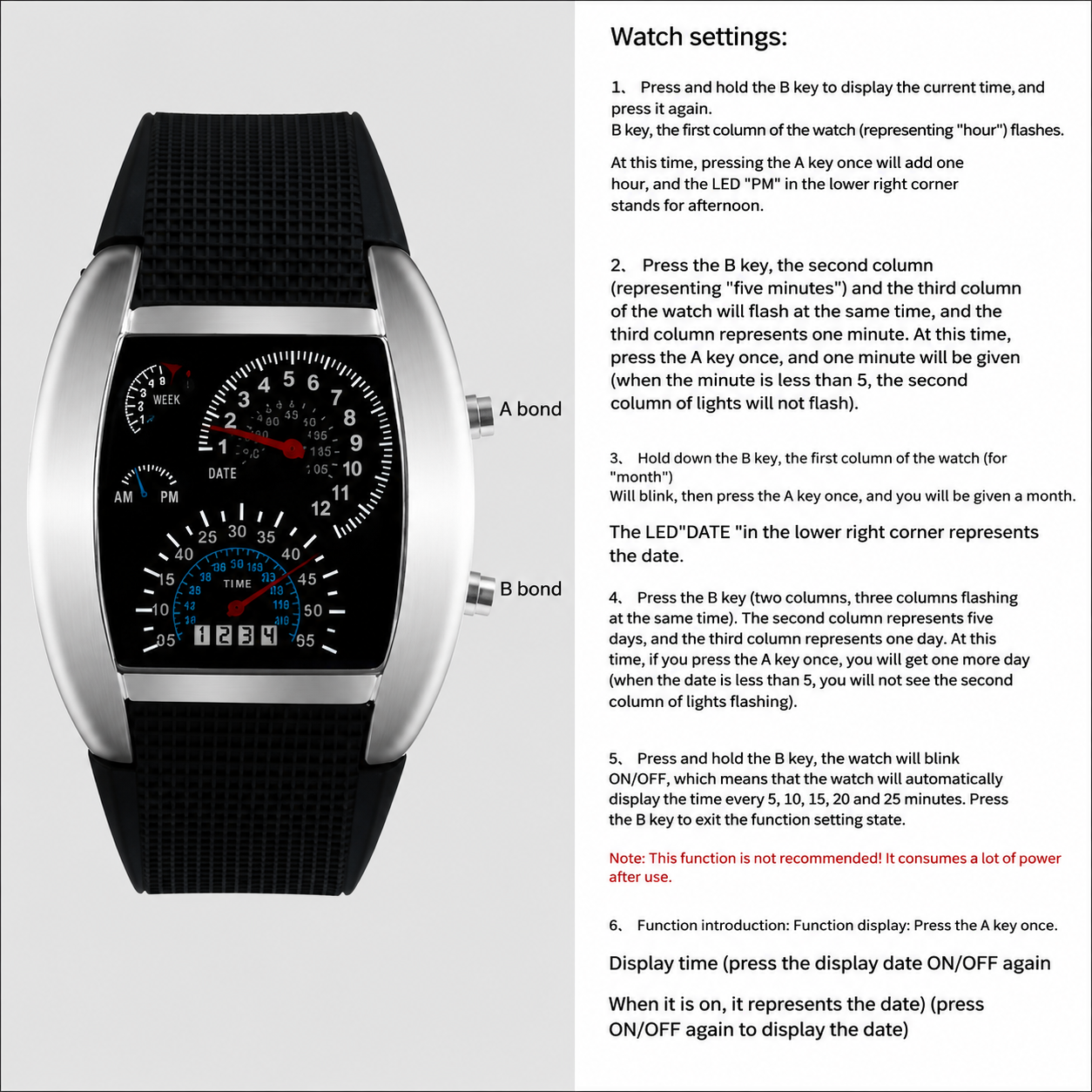 Renn watch LED Digital Sports Watch with Strap