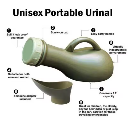 Portable Urine Bottle 1000 ml with Leak-proof Lid