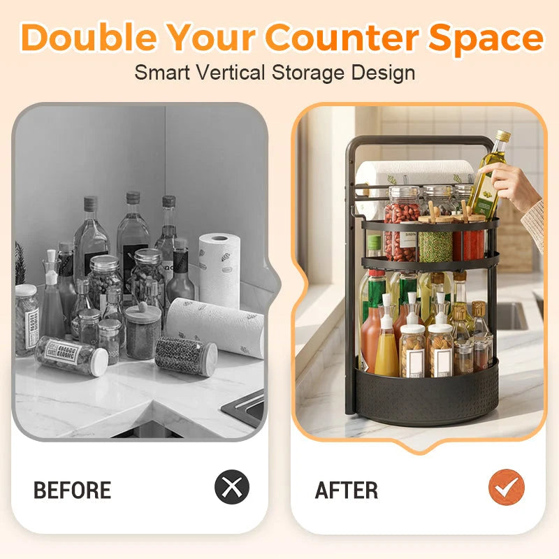 Rotatable Kitchen Shelf with 360° Rotation