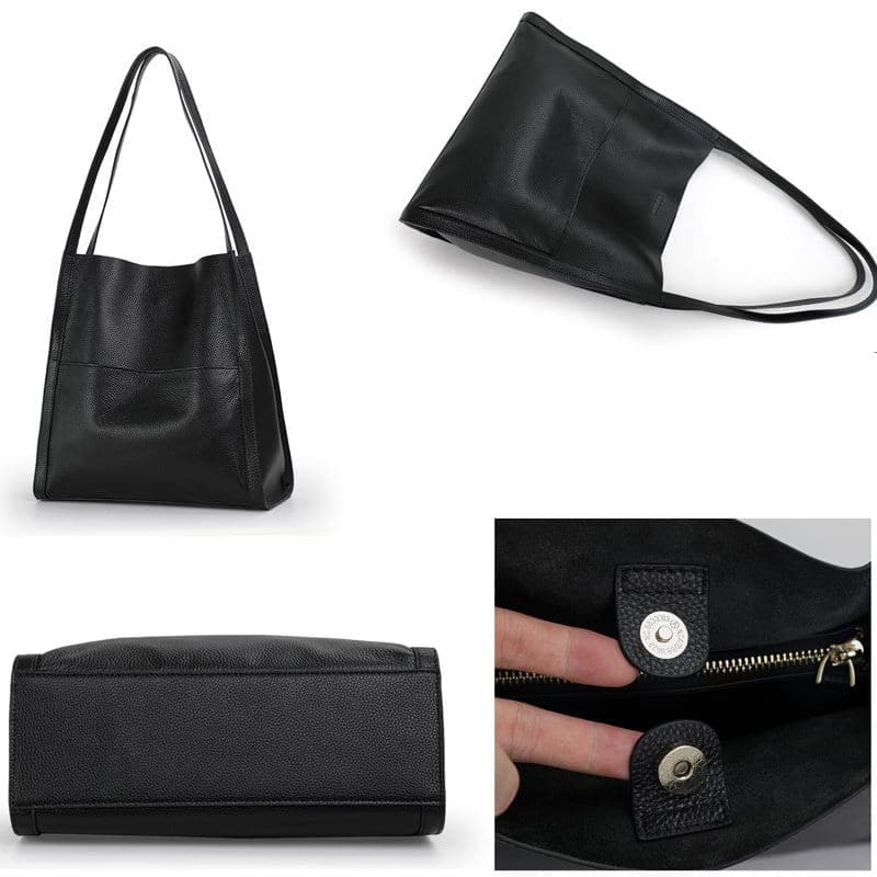 Leather carrying bag with multiple compartments