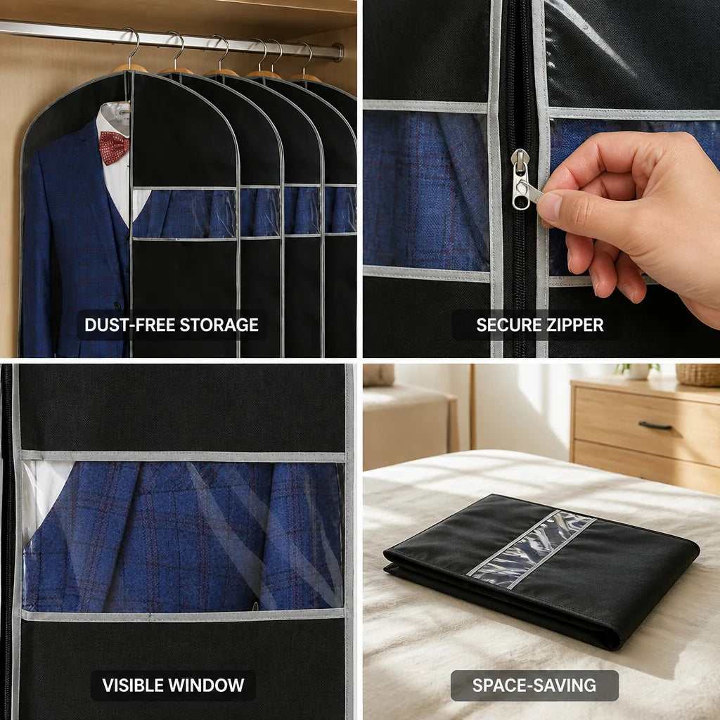 Breathable Polypropylene Garment Cover (Clear Viewing Window & Lockable Zipper)