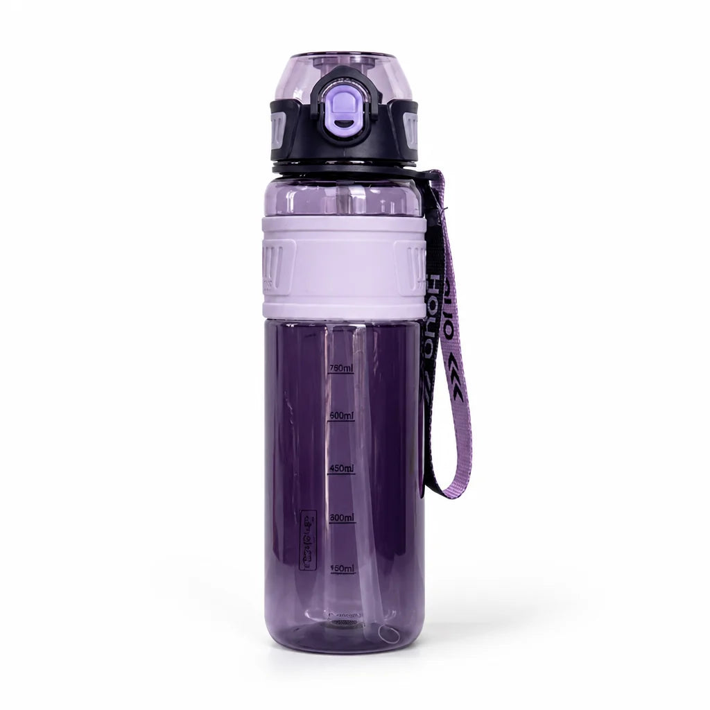 Leak-proof Sports Water Bottle with Twist Cap and Integrated Straw