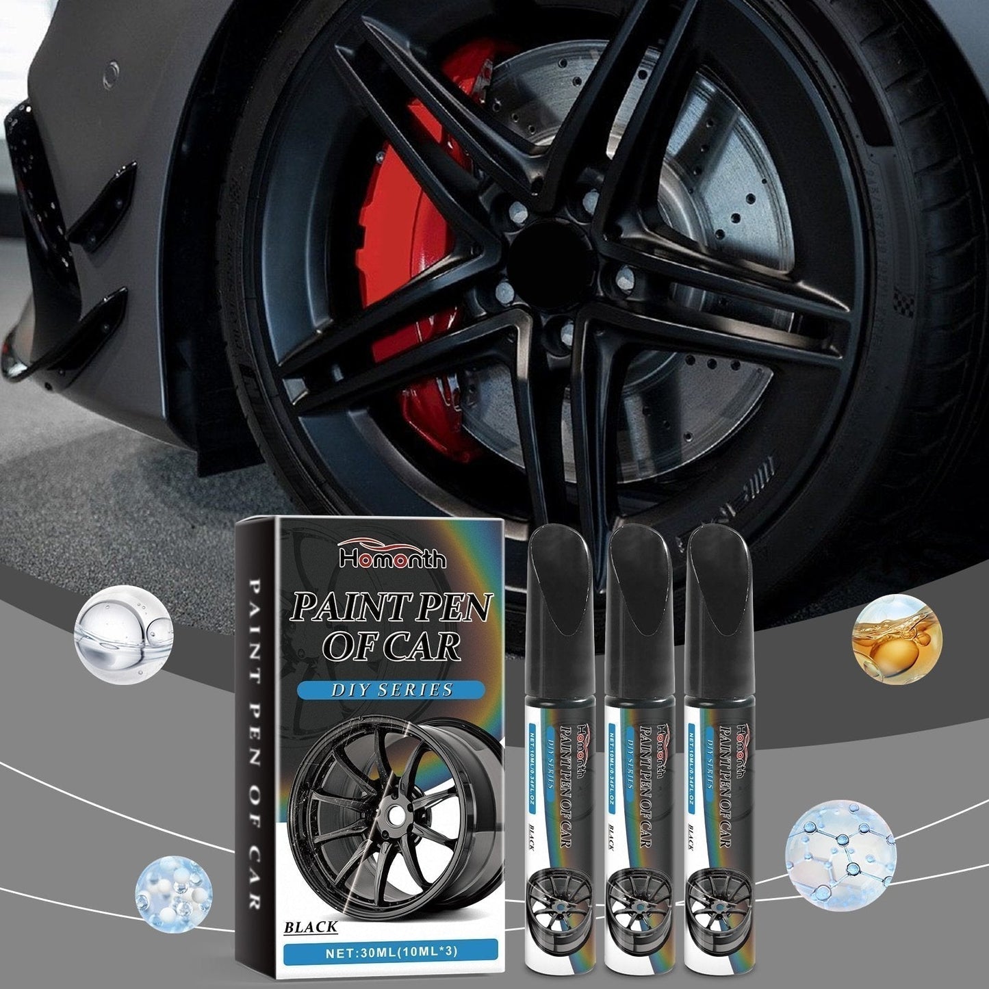 Rim Repair Paint Pen Set Black 30 ml