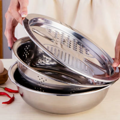 Vegetable Cutter Set with Grater, Sieve, and Mixing Bowl