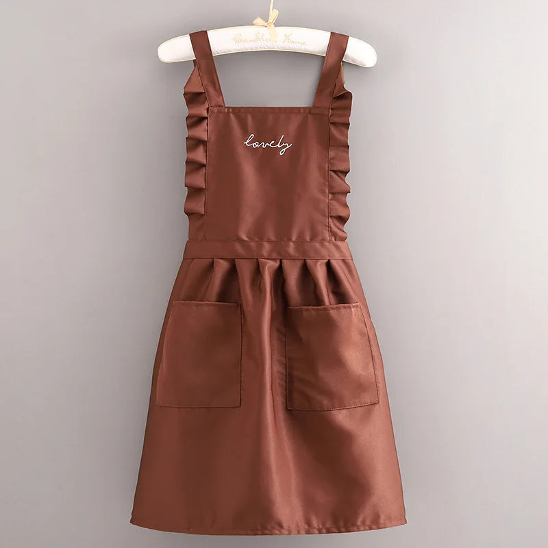 Water-Repellent Women's Apron with Floral Pattern