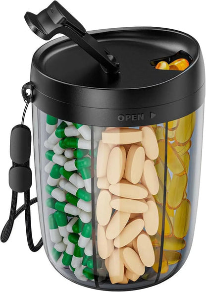 Tablet box with 6 compartments and clear lid