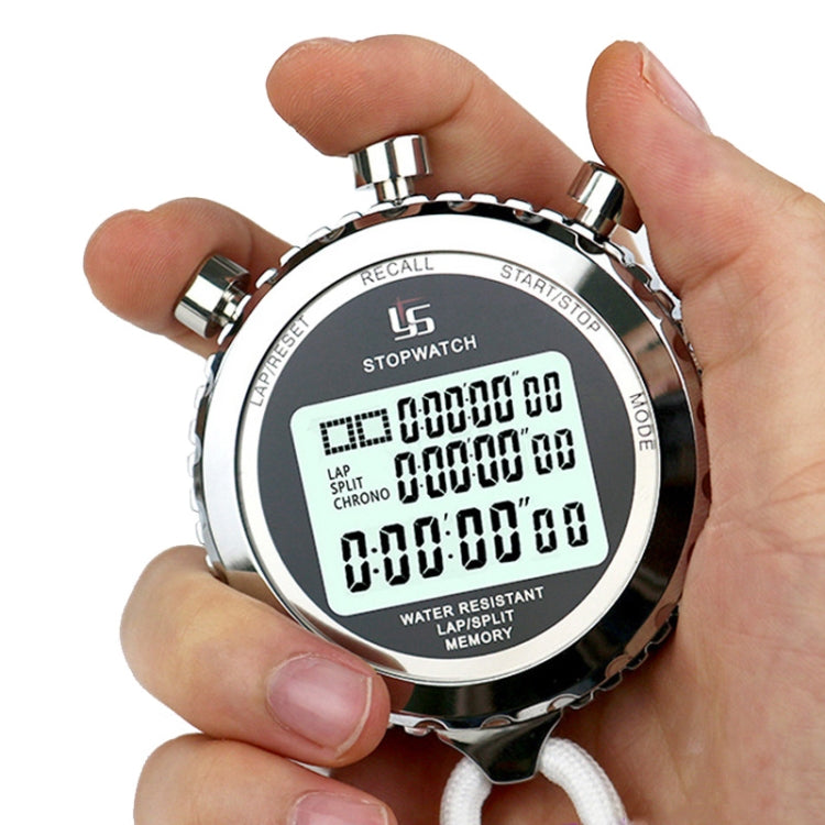Digital Stopwatch Stainless Steel 3-Line Display