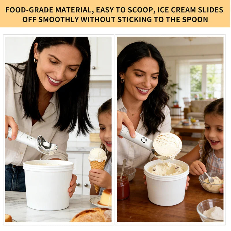 Heated ice cream scoop – serve immediately
