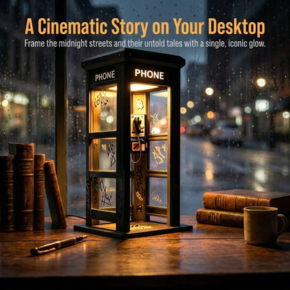 Retro Telephone Booth Lamp with Warm Ambient Light