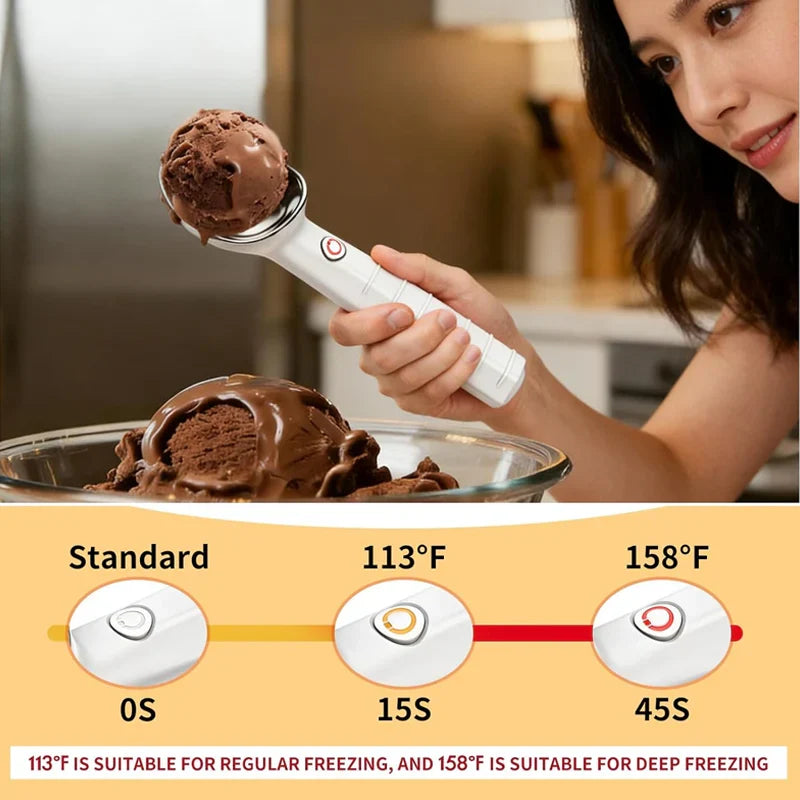 Heated ice cream scoop – serve immediately