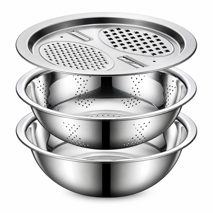 Vegetable Cutter Set with Grater, Sieve, and Mixing Bowl