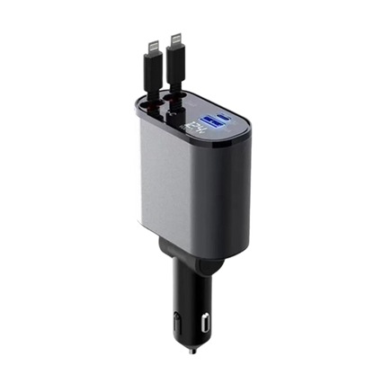 4-in-1 Car Charger with Retractable Cable