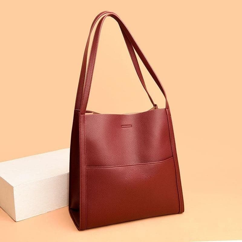 Leather carrying bag with multiple compartments