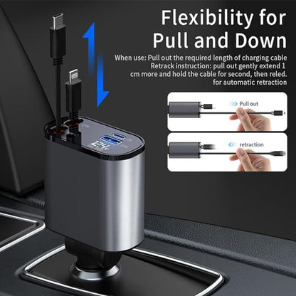 4-in-1 Car Charger with Retractable Cable