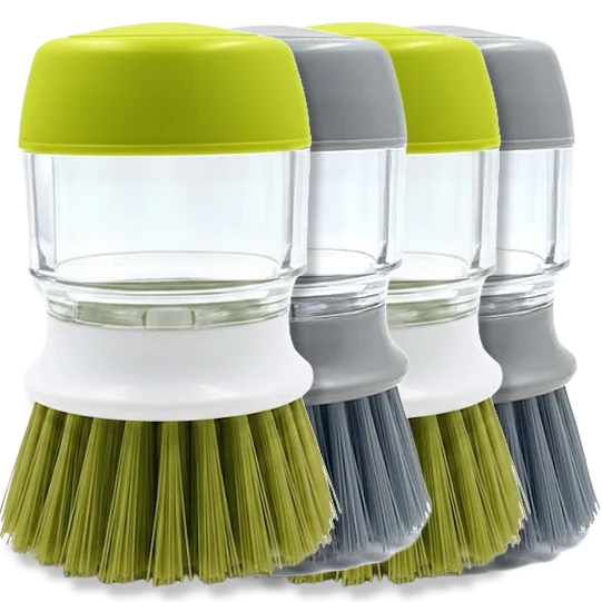 Dish brush with integrated soap dispenser