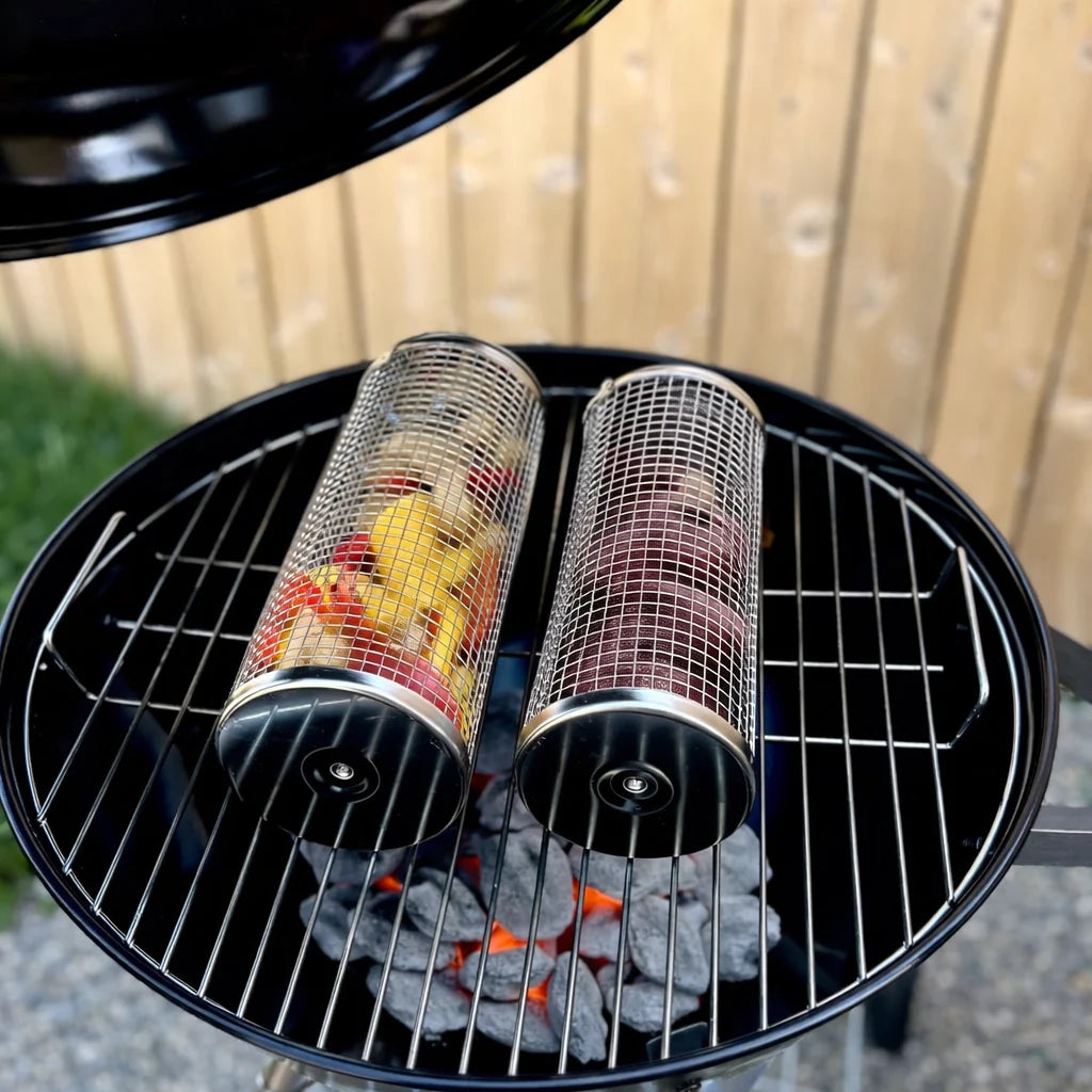 GrillEase™ Rolling Basket — Master the grill and enjoy juicy, perfectly cooked treats with every turn!