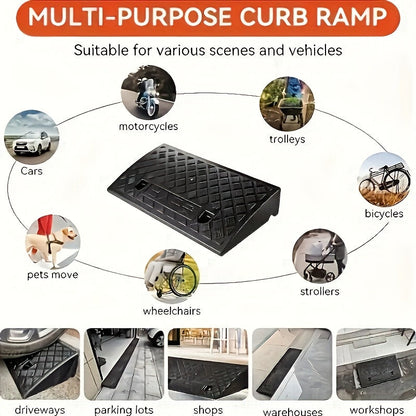 Curb Ramp 2-Piece Set Made of PE, 10 cm Height