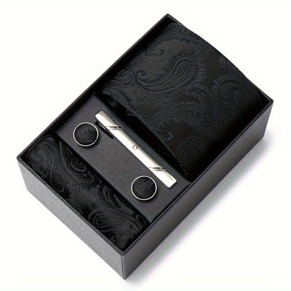 Men's Tie Set with Pocket Square and Cufflinks
