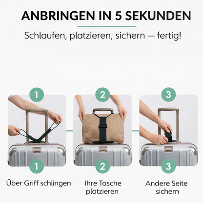 Luggage strap with click fastener – hands free
