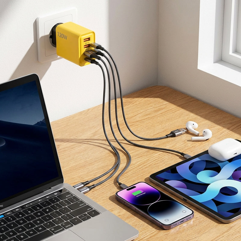120W USB Fast Charger with 4 Ports