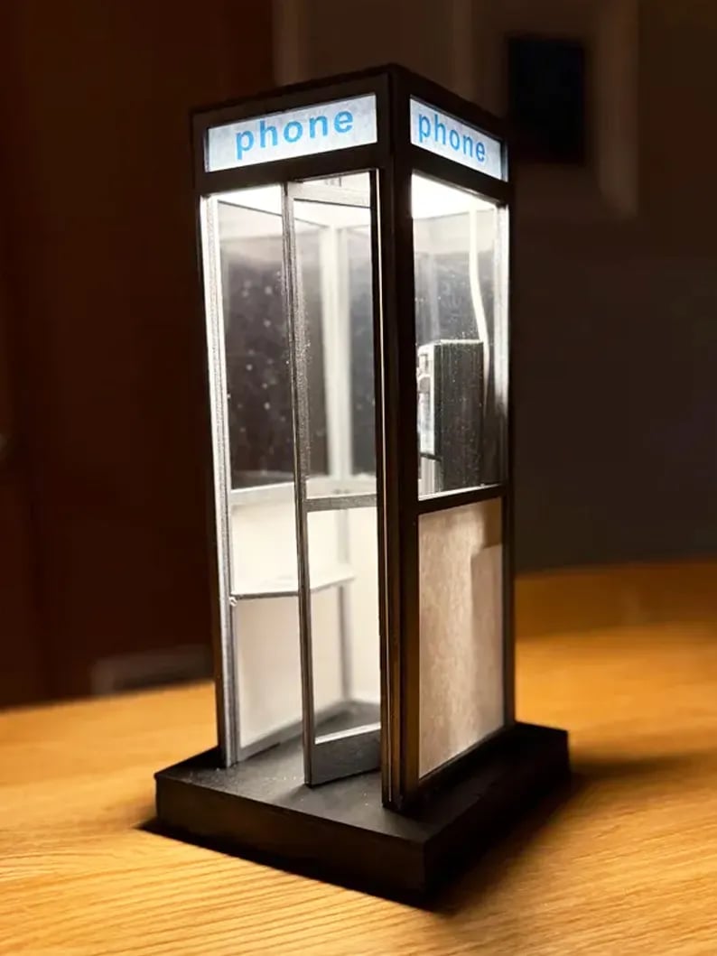 Retro Telephone Booth Table Lamp LED Night Light