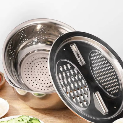 Vegetable Cutter Set with Grater, Sieve, and Mixing Bowl