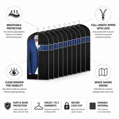 Breathable Polypropylene Garment Cover (Clear Viewing Window & Lockable Zipper)