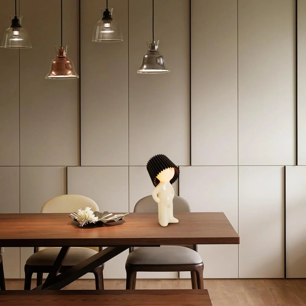 LED Table Lamp with Ribbed Lampshade 29 cm