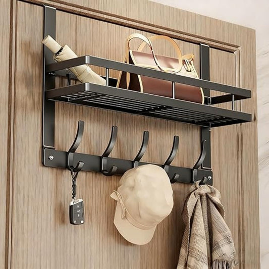 Door Organizer with Storage Basket and Hooks