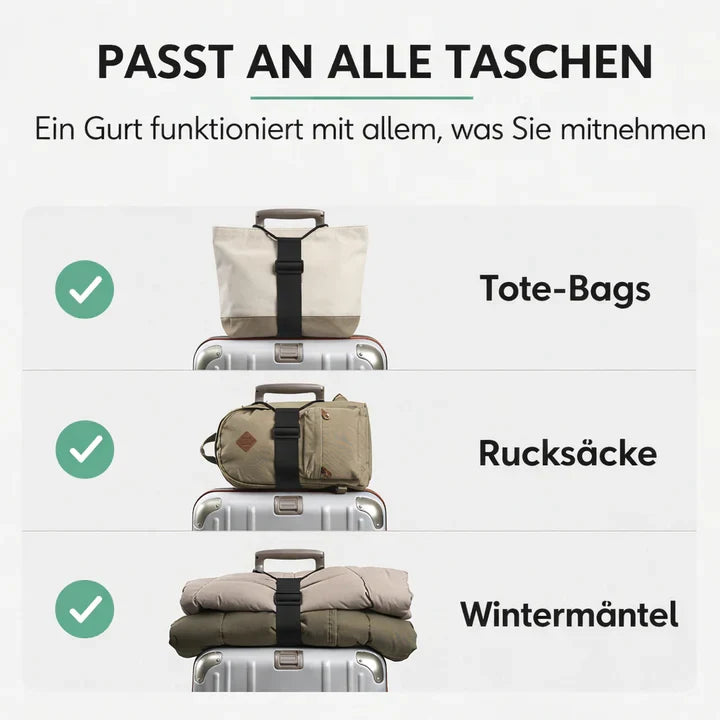 Luggage strap with click fastener – hands free