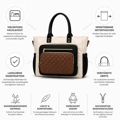 Bag with multiple compartments (expandable side pockets)