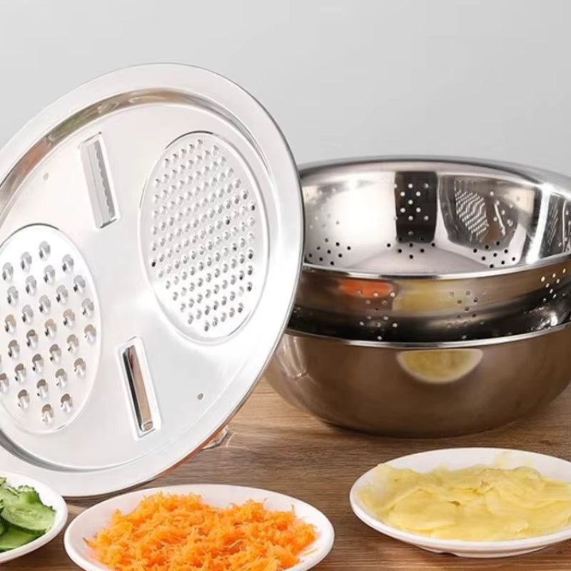 Vegetable Cutter Set with Grater, Sieve, and Mixing Bowl