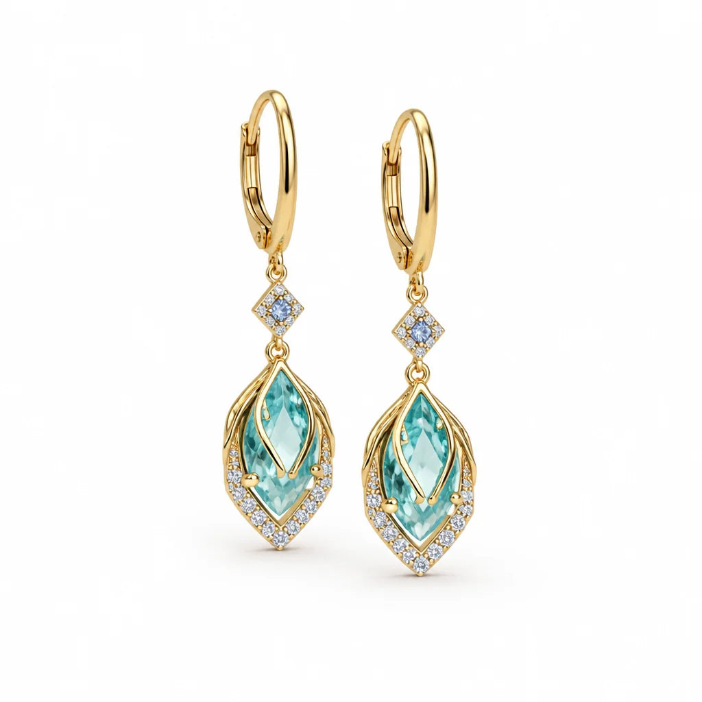 Light Alloy Hoop Earrings (Light Blue & Gold)