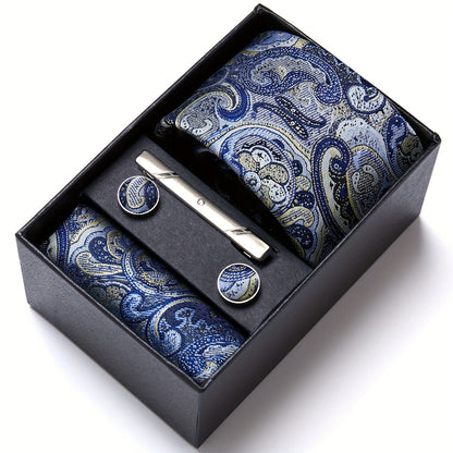 Men's Tie Set with Pocket Square and Cufflinks