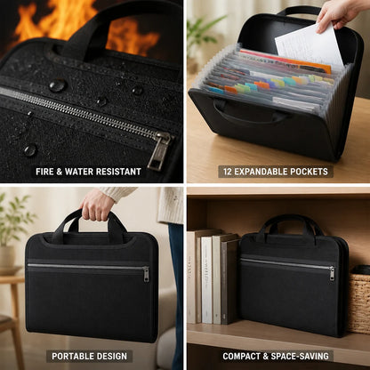 Fire- and Water-Resistant Expandable Document Folder (12 Compartments)