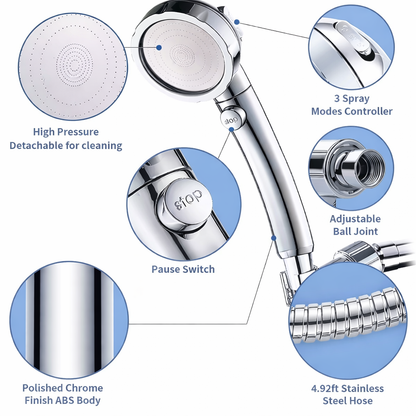 3-in-1 Hand Shower for Powerful Shower Spray
