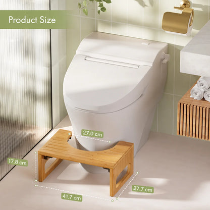 Foldable Bamboo Toilet Stool with Non-Slip Feature