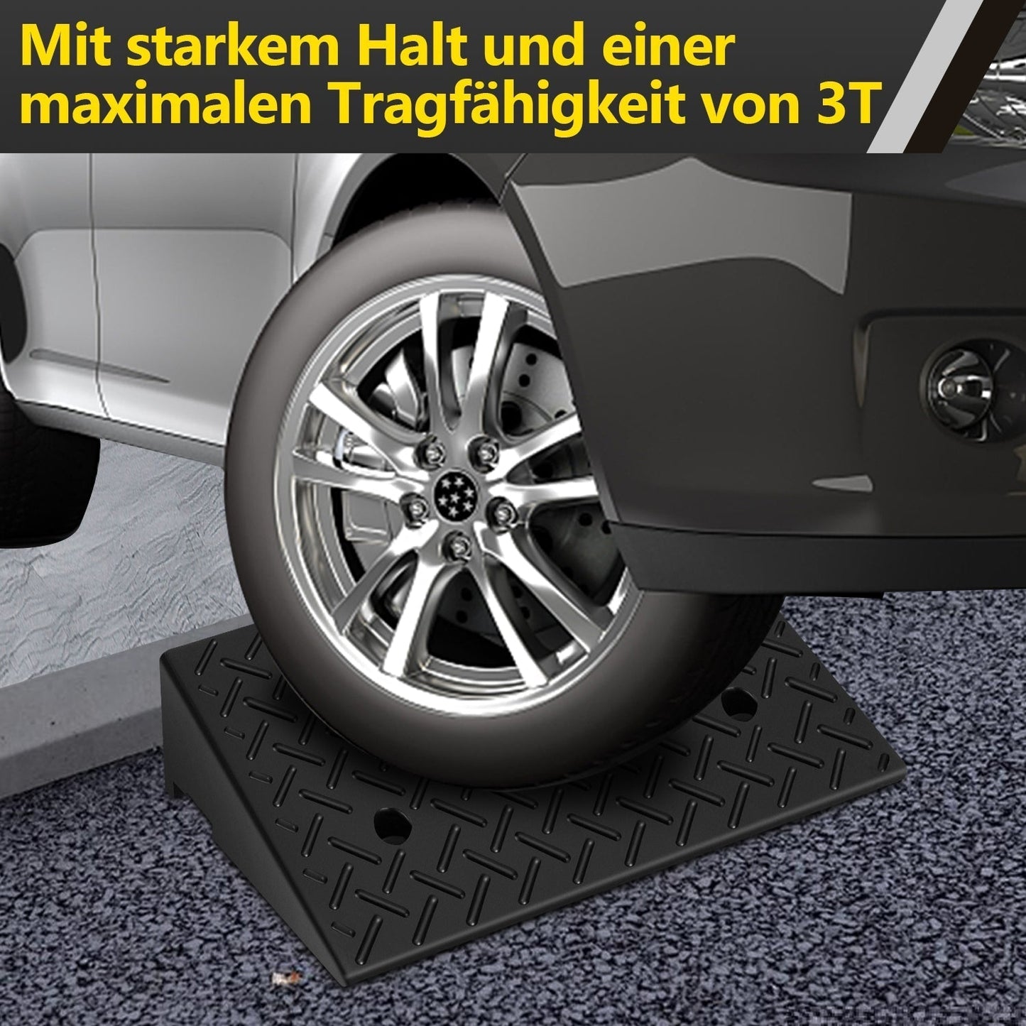 Rubber Curb Ramp Set of 2, 3 Ton Load Capacity