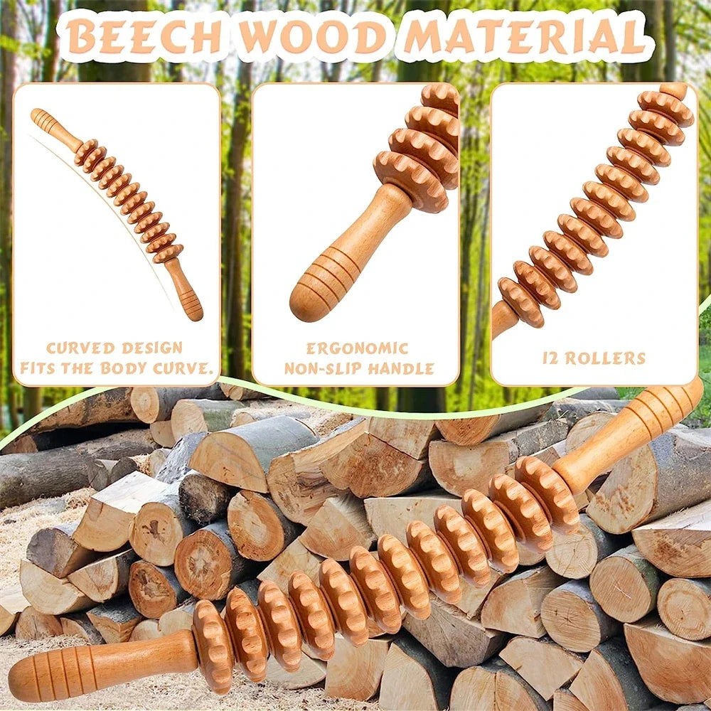 Massage roller made of beech wood