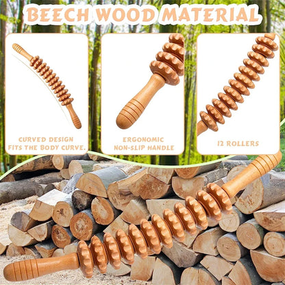Massage roller made of beech wood